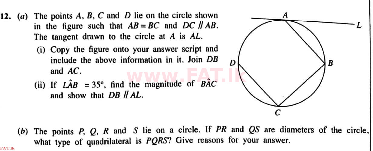 National Syllabus : Ordinary Level (O/L) Mathematics - 2021 May - Paper II (English Medium) 12 1