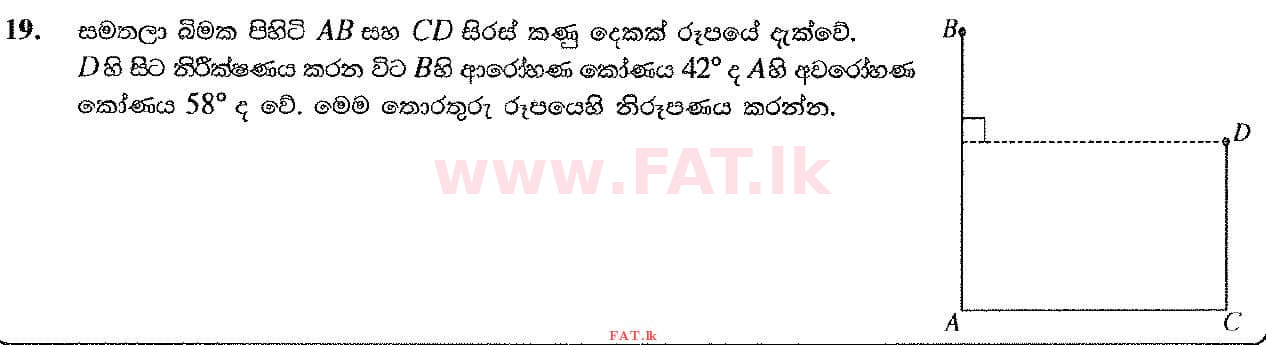 உள்ளூர் பாடத்திட்டம் : சாதாரண நிலை (சா/த) கணிதம் - 2019 டிசம்பர் - தாள்கள் I (සිංහල மொழிமூலம்) 19 1