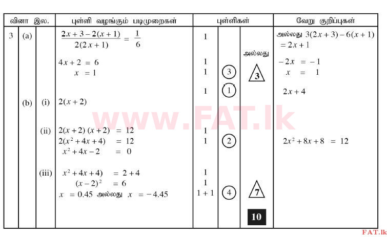 உள்ளூர் பாடத்திட்டம் : சாதாரண நிலை (சா/த) கணிதம் - 2011 டிசம்பர் - தாள்கள் II A (தமிழ் மொழிமூலம்) 3 2266