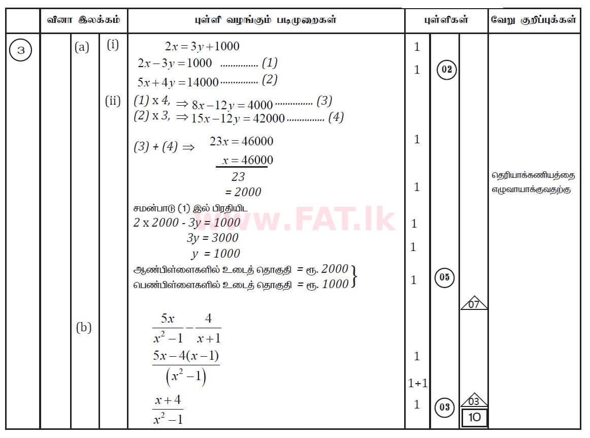 உள்ளூர் பாடத்திட்டம் : சாதாரண நிலை (சா/த) கணிதம் - 2019 டிசம்பர் - தாள்கள் II (தமிழ் மொழிமூலம்) 3 5550
