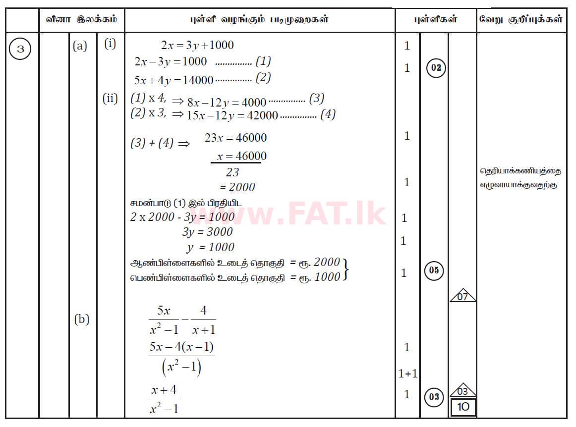National Syllabus : Ordinary Level (O/L) Mathematics - 2019 December - Paper II (தமிழ் Medium) 3 5550