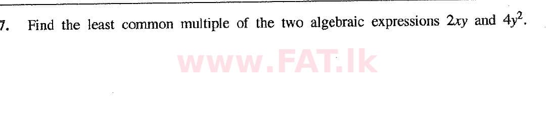 National Syllabus : Ordinary Level (O/L) Mathematics - 2017 December - Paper I (English Medium) 7 1