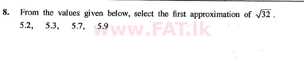 National Syllabus : Ordinary Level (O/L) Mathematics - 2017 December - Paper I (English Medium) 8 1