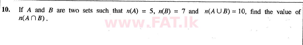 National Syllabus : Ordinary Level (O/L) Mathematics - 2017 December - Paper I (English Medium) 10 1
