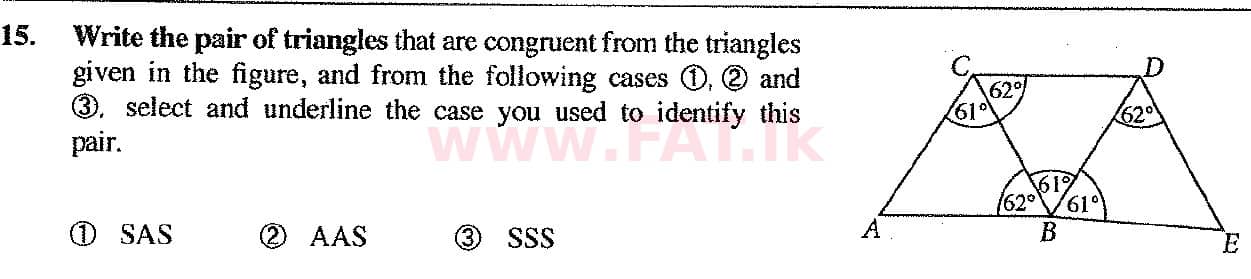 National Syllabus : Ordinary Level (O/L) Mathematics - 2017 December - Paper I (English Medium) 15 1