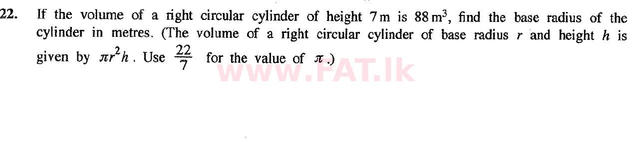 National Syllabus : Ordinary Level (O/L) Mathematics - 2017 December - Paper I (English Medium) 22 1