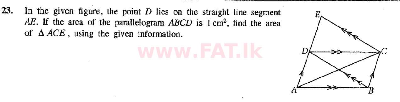 National Syllabus : Ordinary Level (O/L) Mathematics - 2017 December - Paper I (English Medium) 23 1