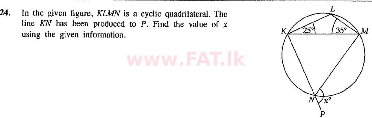 National Syllabus : Ordinary Level (O/L) Mathematics - 2017 December - Paper I (English Medium) 24 1