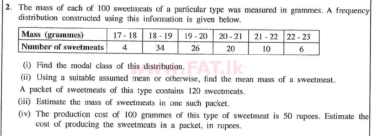 National Syllabus : Ordinary Level (O/L) Mathematics - 2017 December - Paper II (English Medium) 2 1