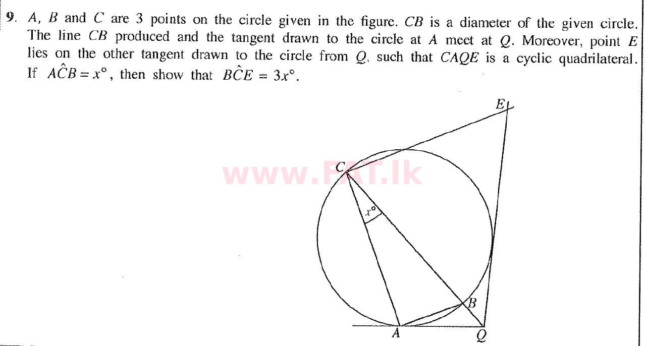National Syllabus : Ordinary Level (O/L) Mathematics - 2017 December - Paper II (English Medium) 9 1