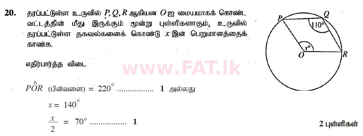 National Syllabus : Ordinary Level (O/L) Mathematics - 2017 December - Paper I (தமிழ் Medium) 20 5331