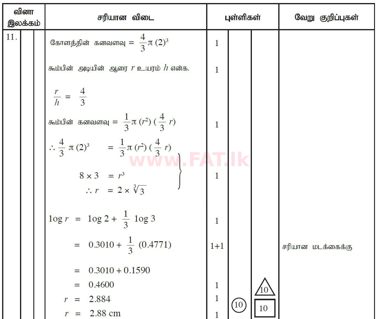 National Syllabus : Ordinary Level (O/L) Mathematics - 2017 December - Paper II (தமிழ் Medium) 11 5354