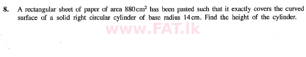 දේශීය විෂය නිර්දේශය : සාමාන්‍ය පෙළ (O/L) ගණිතය - 2018 දෙසැම්බර් - ප්‍රශ්න පත්‍රය I (English මාධ්‍යය) 8 1