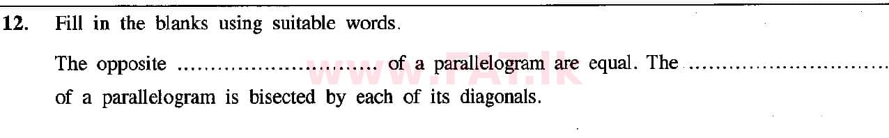 දේශීය විෂය නිර්දේශය : සාමාන්‍ය පෙළ (O/L) ගණිතය - 2018 දෙසැම්බර් - ප්‍රශ්න පත්‍රය I (English මාධ්‍යය) 12 1