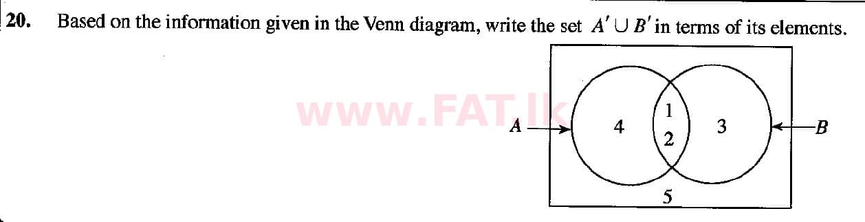 දේශීය විෂය නිර්දේශය : සාමාන්‍ය පෙළ (O/L) ගණිතය - 2018 දෙසැම්බර් - ප්‍රශ්න පත්‍රය I (English මාධ්‍යය) 20 1