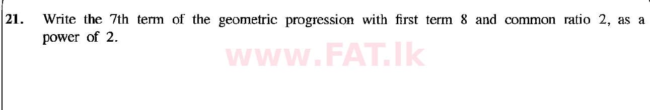 දේශීය විෂය නිර්දේශය : සාමාන්‍ය පෙළ (O/L) ගණිතය - 2018 දෙසැම්බර් - ප්‍රශ්න පත්‍රය I (English මාධ්‍යය) 21 1
