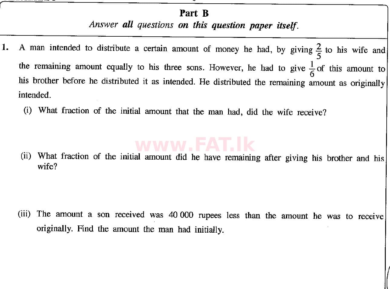 දේශීය විෂය නිර්දේශය : සාමාන්‍ය පෙළ (O/L) ගණිතය - 2018 දෙසැම්බර් - ප්‍රශ්න පත්‍රය I (English මාධ්‍යය) 26 1