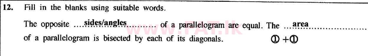 දේශීය විෂය නිර්දේශය : සාමාන්‍ය පෙළ (O/L) ගණිතය - 2018 දෙසැම්බර් - ප්‍රශ්න පත්‍රය I (English මාධ්‍යය) 12 5437