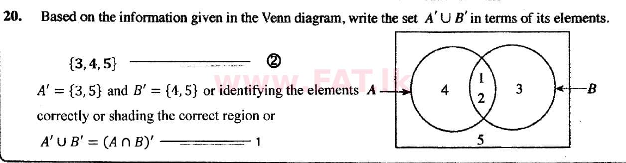 දේශීය විෂය නිර්දේශය : සාමාන්‍ය පෙළ (O/L) ගණිතය - 2018 දෙසැම්බර් - ප්‍රශ්න පත්‍රය I (English මාධ්‍යය) 20 5445