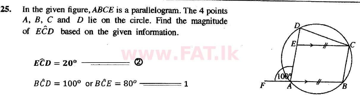 දේශීය විෂය නිර්දේශය : සාමාන්‍ය පෙළ (O/L) ගණිතය - 2018 දෙසැම්බර් - ප්‍රශ්න පත්‍රය I (English මාධ්‍යය) 25 5450