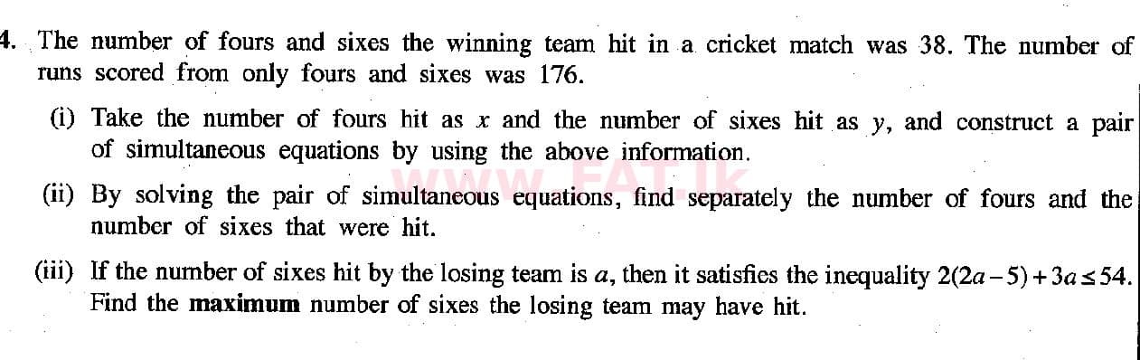 National Syllabus : Ordinary Level (O/L) Mathematics - 2018 December - Paper II (English Medium) 4 1