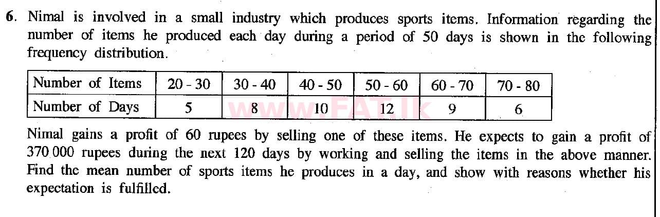 National Syllabus : Ordinary Level (O/L) Mathematics - 2018 December - Paper II (English Medium) 6 1