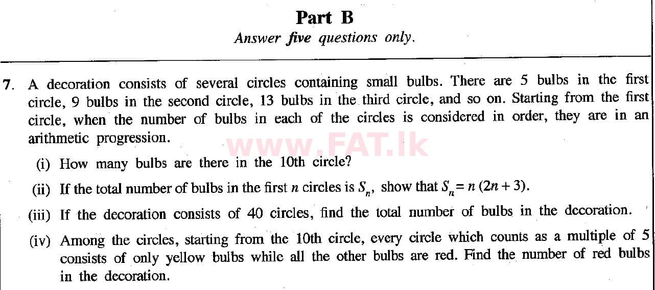 National Syllabus : Ordinary Level (O/L) Mathematics - 2018 December - Paper II (English Medium) 7 1