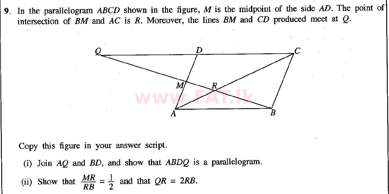 National Syllabus : Ordinary Level (O/L) Mathematics - 2018 December - Paper II (English Medium) 9 1