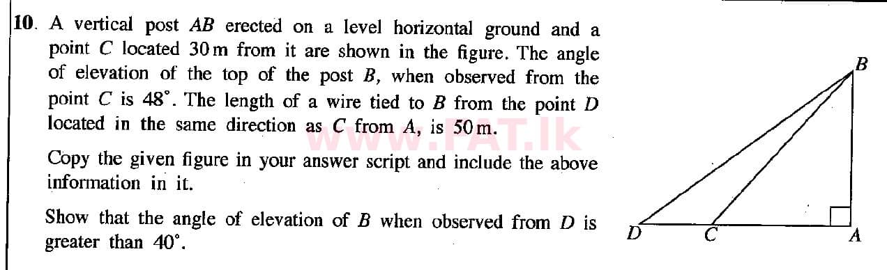National Syllabus : Ordinary Level (O/L) Mathematics - 2018 December - Paper II (English Medium) 10 1