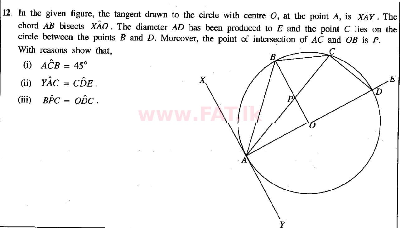 National Syllabus : Ordinary Level (O/L) Mathematics - 2018 December - Paper II (English Medium) 12 1