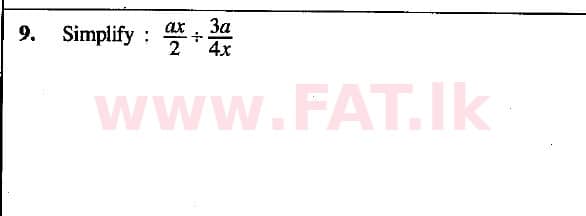 National Syllabus : Ordinary Level (O/L) Mathematics - 2019 December - Paper I (English Medium) 9 1