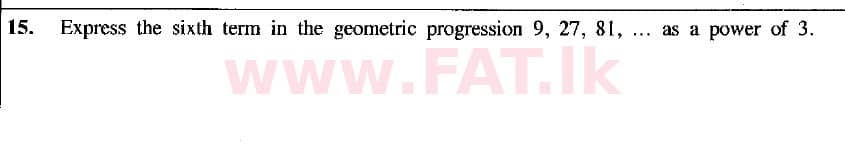 National Syllabus : Ordinary Level (O/L) Mathematics - 2019 December - Paper I (English Medium) 15 1