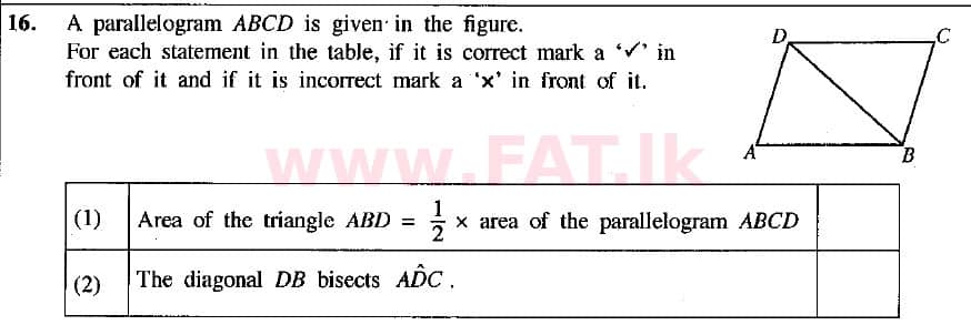 National Syllabus : Ordinary Level (O/L) Mathematics - 2019 December - Paper I (English Medium) 16 1