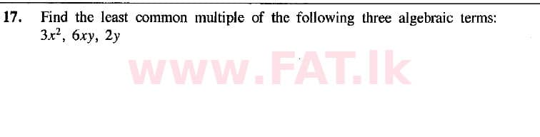 National Syllabus : Ordinary Level (O/L) Mathematics - 2019 December - Paper I (English Medium) 17 1