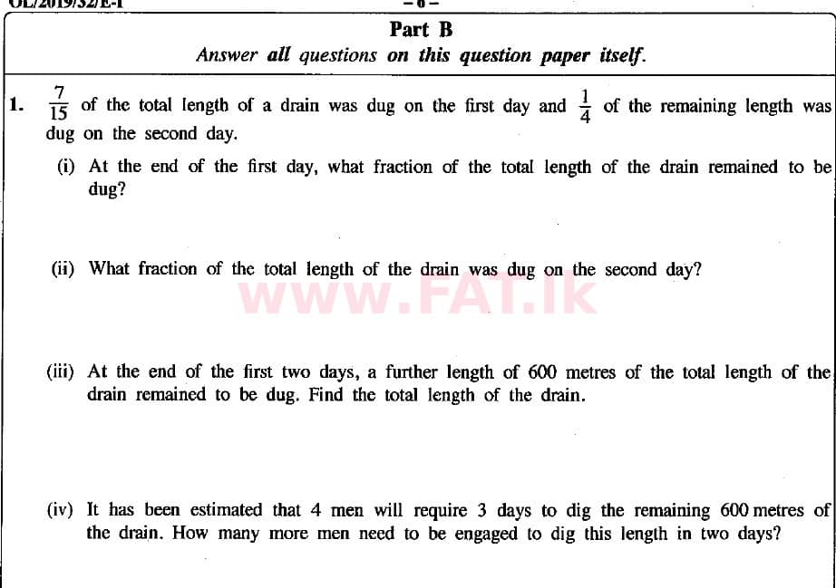 National Syllabus : Ordinary Level (O/L) Mathematics - 2019 December - Paper I (English Medium) 26 1