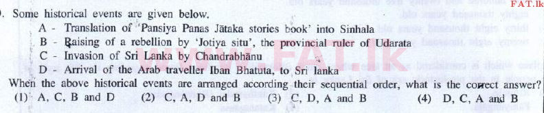 National Syllabus : Ordinary Level (O/L) History - 2016 December - Paper I (English Medium) 20 1
