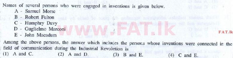 National Syllabus : Ordinary Level (O/L) History - 2016 December - Paper I (English Medium) 34 1