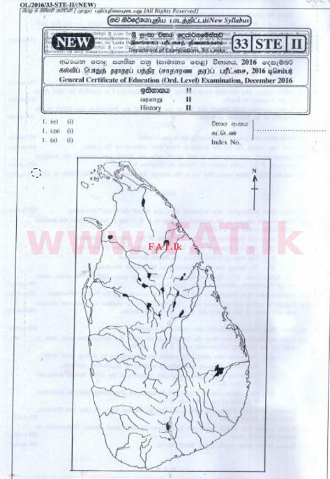 National Syllabus : Ordinary Level (O/L) History - 2016 December - Paper II (English Medium) 0 1