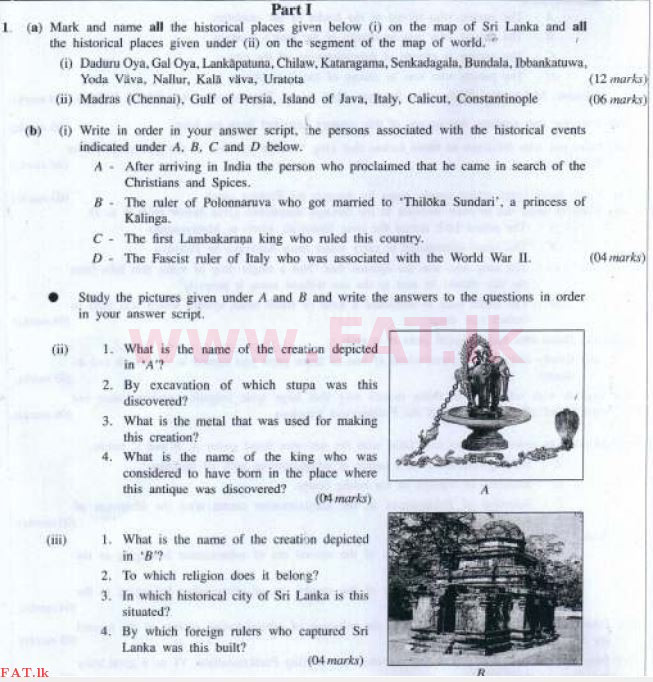 National Syllabus : Ordinary Level (O/L) History - 2016 December - Paper II (English Medium) 1 1