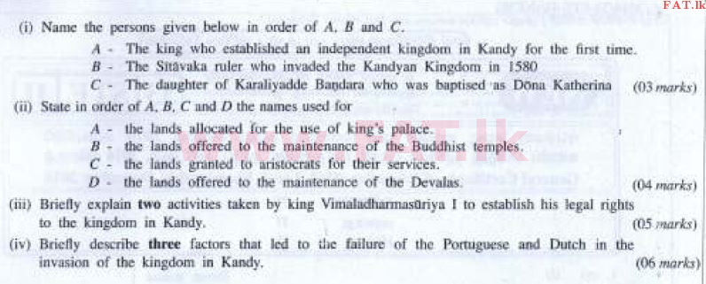 National Syllabus : Ordinary Level (O/L) History - 2016 December - Paper II (English Medium) 6 1