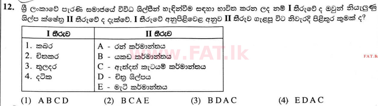 දේශීය විෂය නිර්දේශය : සාමාන්‍ය පෙළ (O/L) ඉතිහාසය - 2020 මාර්තු - ප්‍රශ්න පත්‍රය I (සිංහල මාධ්‍යය) 12 1