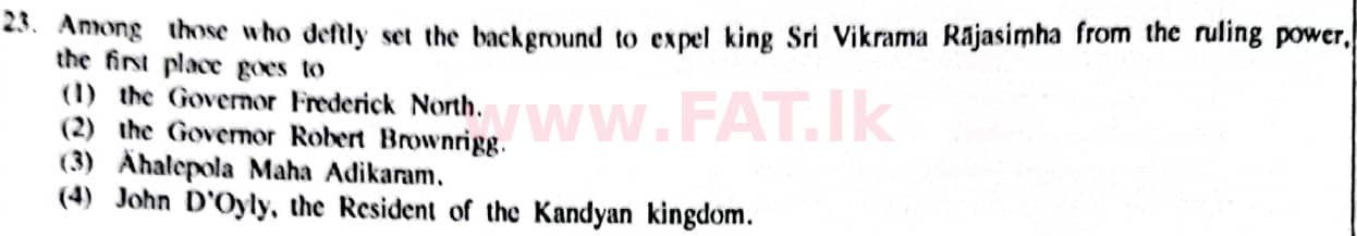 දේශීය විෂය නිර්දේශය : සාමාන්‍ය පෙළ (O/L) ඉතිහාසය - 2014 දෙසැම්බර් - ප්‍රශ්න පත්‍රය I (English මාධ්‍යය) 23 1