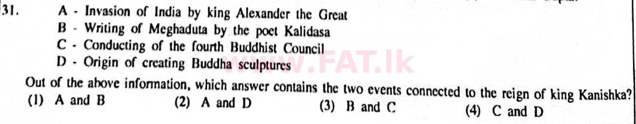 දේශීය විෂය නිර්දේශය : සාමාන්‍ය පෙළ (O/L) ඉතිහාසය - 2014 දෙසැම්බර් - ප්‍රශ්න පත්‍රය I (English මාධ්‍යය) 31 1