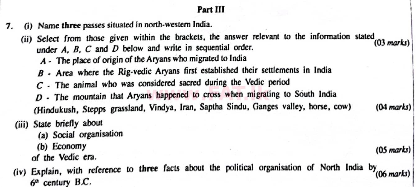 දේශීය විෂය නිර්දේශය : සාමාන්‍ය පෙළ (O/L) ඉතිහාසය - 2014 දෙසැම්බර් - ප්‍රශ්න පත්‍රය II (English මාධ්‍යය) 7 1