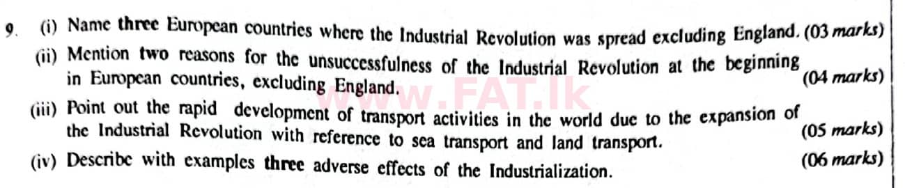 දේශීය විෂය නිර්දේශය : සාමාන්‍ය පෙළ (O/L) ඉතිහාසය - 2014 දෙසැම්බර් - ප්‍රශ්න පත්‍රය II (English මාධ්‍යය) 9 1