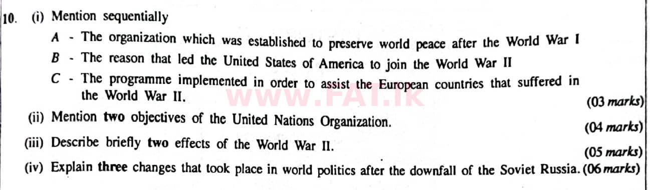 දේශීය විෂය නිර්දේශය : සාමාන්‍ය පෙළ (O/L) ඉතිහාසය - 2014 දෙසැම්බර් - ප්‍රශ්න පත්‍රය II (English මාධ්‍යය) 10 1
