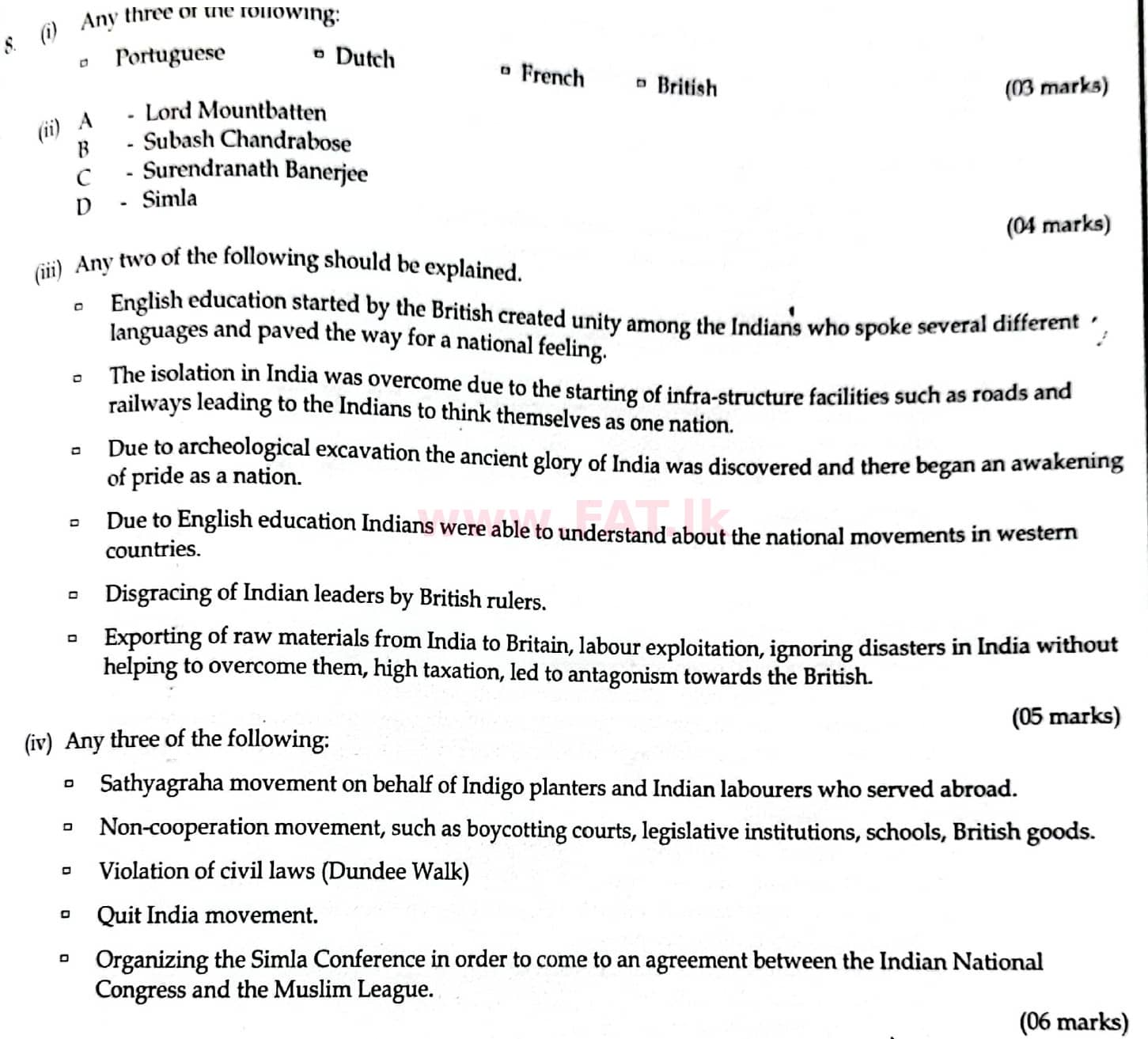 දේශීය විෂය නිර්දේශය : සාමාන්‍ය පෙළ (O/L) ඉතිහාසය - 2014 දෙසැම්බර් - ප්‍රශ්න පත්‍රය II (English මාධ්‍යය) 8 4840