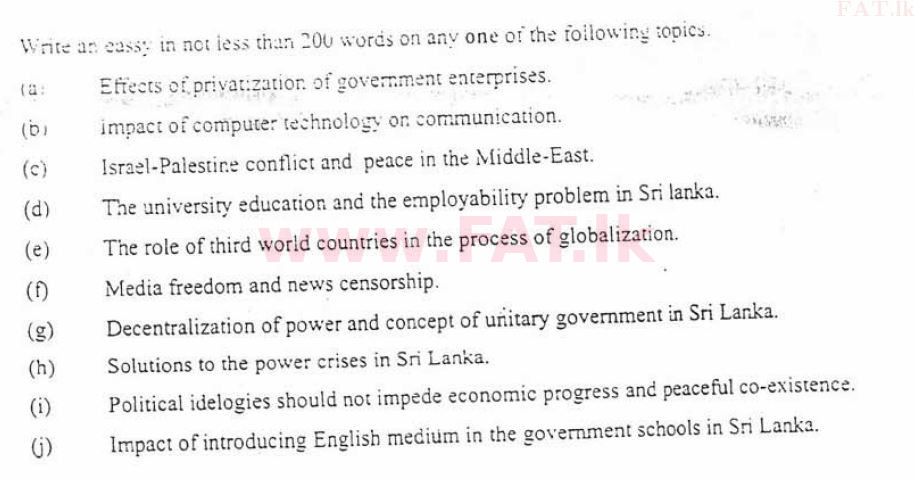 National Syllabus : Central Bank of Sri Lanka Staff Officers - Writing Skills - 2002 . - Exam Paper (English Medium) 1 1