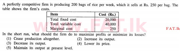 உள்ளூர் பாடத்திட்டம் : உயர்தரம் (உ/த) பொருளியல் - 2013 ஆகஸ்ட் - தாள்கள் I (English மொழிமூலம்) 20 1
