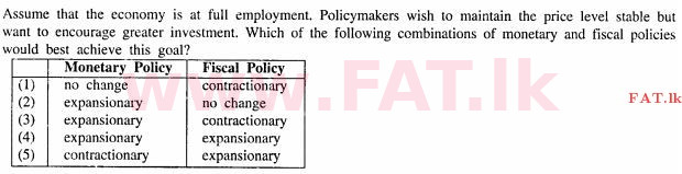 National Syllabus : Advanced Level (A/L) Economics - 2013 August - Paper I (English Medium) 29 1